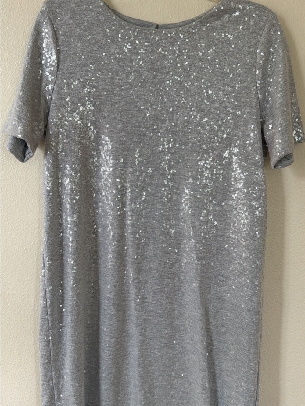 GAP Gray Sequin Tee Dress Short Length Sz Medium Petite